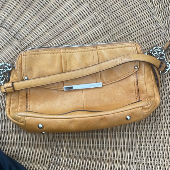 B Makowsky yellow Purse Womens Leather Glove Soft SATC Silver Hardware Bohemian - Picture 13 of 13